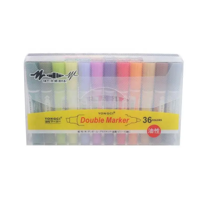 Cute 36 Colorful Milk Pen refillable twin tip oil-based Sketch Ink Pen Permanent Art Marker Set for office school supplies