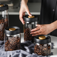 Bocal en verre hermétique pour café, avec valve de vide, pour le stockage des grains de café