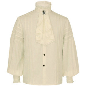 Camicia da uomo rinascimentale Costume medievale Steampunk Pirate top maniche arruffate polsini e colletto camicetta vittoriana - Product Image 3
