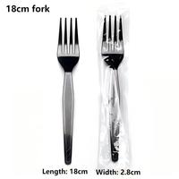 Cuillère jetable en plastique PP noir longueur de la main poignée 10cm-21cm fourchette Spork pour gâteau Dessert fruits emballage de crème glacée