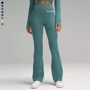 กางเกงเลกกิ้งออกกำลังกายผู้หญิงสไตล์ใหม่ ซิปหน้า เนื้อผ้านุ่มลื่น เอวสูง ระบายอากาศดี ทรงขาบาน เหมาะสำหรับฟิตเนส กีฬา และโยคะ - Product Image 4