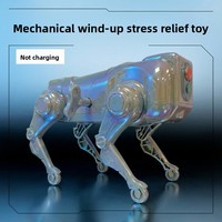 Jouet Classique en Plastique Chien Mécanique à Remonter avec Peinture UV Simulant un Robot Intelligent Jouet Éducatif pour Bébé