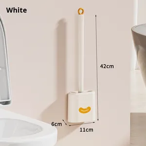 <strong>Silicone</strong> <strong>Antibacterial</strong> Durable Toilet Brush Holders Set Long Handle Double Sides Recessed Bowl for Bathroom New Design Holder - Product Image 2