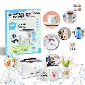 Carta per Decalcomanie ad Acqua Formato A4 per Stampante Laser, Carta Trasparente per Transfer ad Acqua con Sfondo Blu e <span class=keywords><strong>Testo</strong></span> Bianco Stampabile - Product Image 1