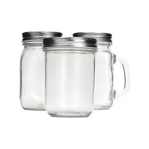 500 Ml 1000Ml Glazen 500 Ml Brede Mond Metselaar Pot Met Metalen Deksels