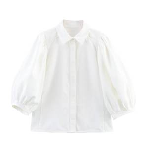 Chemisiers en denim à manches bouffantes pour femmes, nouvelle mode automne, chemises vintage à manches courtes, tops chics pour femmes - Product Image 4