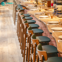 Ensemble table et chaises de bar vintage en bois massif, style classique pour restaurant occidental, café, hôtel, complexe hôtelier