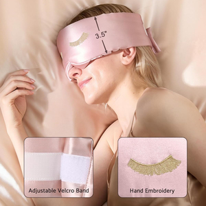Masque de sommeil 3D en pure soie pour femmes, luxe, 100% soie de mûrier 22 Momme, masque contour 3D pour les yeux, idéal pour les extensions de cils, sans pression sur les yeux - Product Image 5