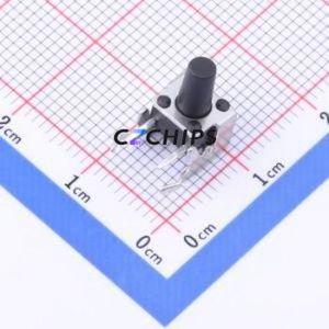 TC-6615-9.5-260G Tactile Switch Bent Lead Through Hole-4P,6x6mm Single Pole Single Throw Round Button 2.6N Right Angle Insert - Product Image 1