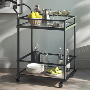 2 niveles de vidrio de Metal de <span class=keywords><strong>la</strong></span> carretilla móvil <span class=keywords><strong>Isla</strong></span> de cocina Vintage Industrial <span class=keywords><strong>Bar</strong></span> carro - Product Image 4