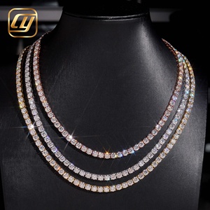 สร้อยคอเทนนิสเงินแท้ S925 ประดับเพชรโมอิสซาไนต์ D VVS1 เพชรเลี้ยงในห้องปฏิบัติการ สำหรับผู้ชาย ผู้หญิง เครื่องประดับฮิปฮอป - Product Image 5