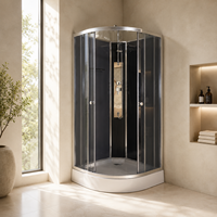 Cabine de douche quadrant à cadre chromé, verre trempé transparent et panneau de douche multi-jets, directement de l'usine, pour salle de bain principale