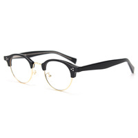 Diseño de nicho Retro Escaparate hecho a mano Individualidad Atmósfera elegante Gafas ópticas de metal y acetato de marco pequeño