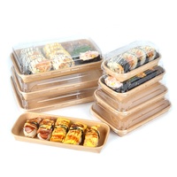 Emballage de restaurant jetable, biodégradable, recyclable, écologique, boîte à pâtes carrée octogonale en papier kraft, boîte à emporter pour la restauration rapide
