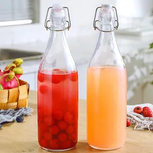 Amazon top seller 500ml Clear Airtight Glass Bottle Kombucha Swing Top Glass Bottle for Juice Hot Sale Products