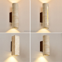 Applique murale LED minimaliste en travertin jaune naturel pour intérieur, idéale pour projets hôteliers et villas cinq étoiles