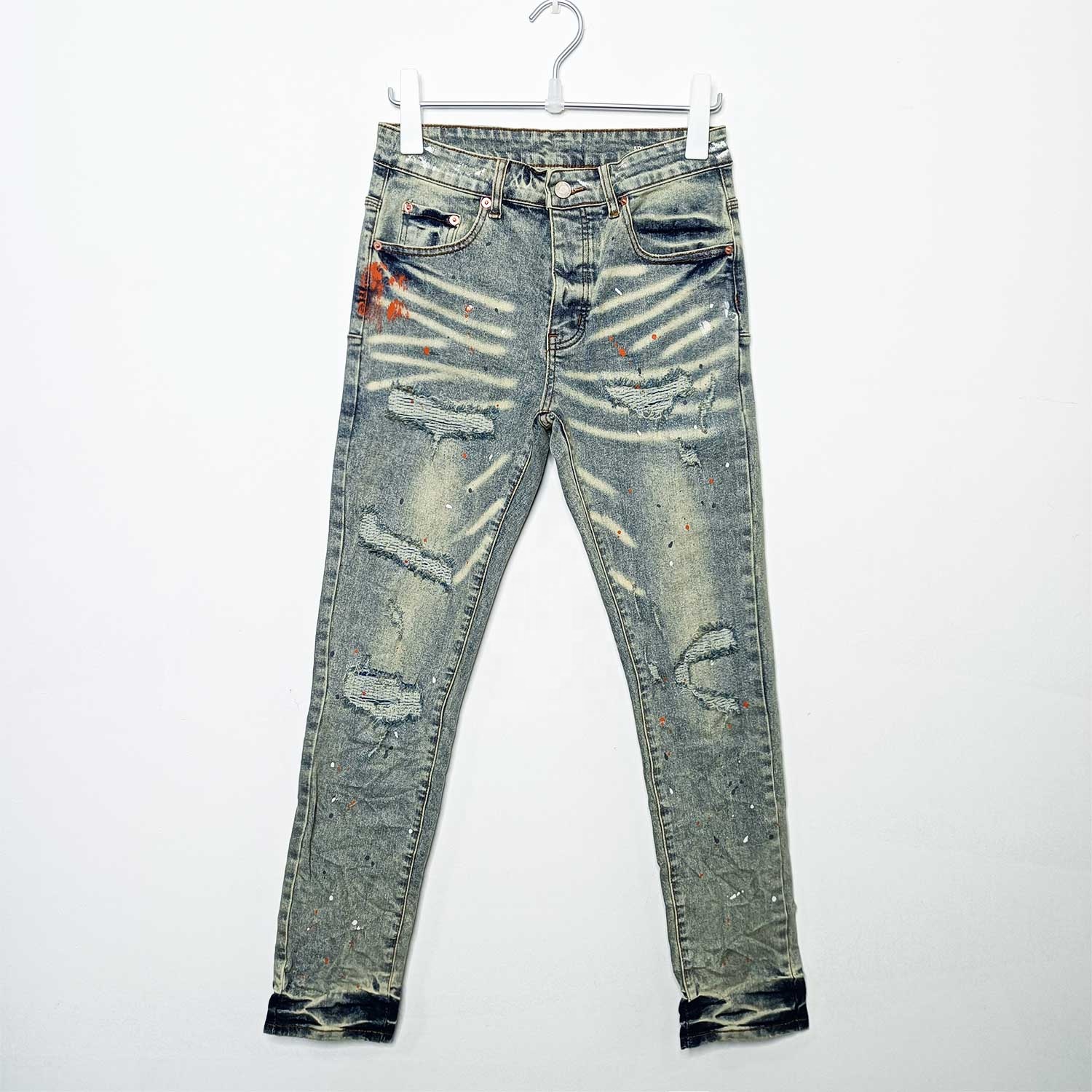 Damage Jeans For Lives Jins Pant Jinse Man Slim Fit Washed Denim