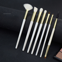 Ensemble de 7 pinceaux cosmétiques professionnels en poils de chèvre blancs pour le maquillage des yeux et le correcteur, qualité supérieure