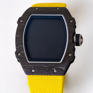 Reloj Mecánico Unisex de Lujo Ultrafino 6702 de 7.8mm con Fibra de Carbono, Diseño Tonneau, Movimiento Esqueletizado, Cristal de Zafiro, Estilo Hip Hop, Correa de Goma - Product Image 5
