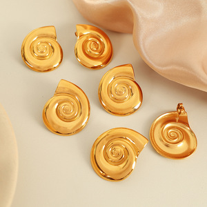 ต่างหูรูปทรงหอยสังข์ชุบทองโลหะผสมสังกะสีเครื่องประดับแฟชั่นสตรี EH631 - Product Image 1