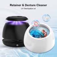 Smile Find Nettoyeur Ultrasonique Portable pour Retainers et Gouttières Dentaires, avec Pod de Nettoyage Anti-Taches et Fonction UV