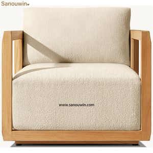 Sillón de Teca Moderno Premium con Diseño de Recortes Ventilados, Borde Inclinado y Detalle de Textura Vertical - Portátil y Cómodo para Uso en Hoteles y Villas - Product Image 3
