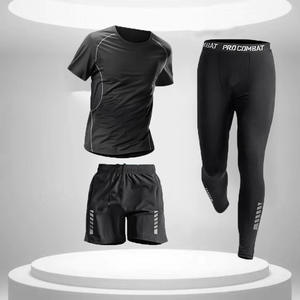 3 adet erkek sıkıştırma pantolon gömlek üst uzun kollu ceket atletik setleri spor giyim erkek egzersiz - Product Image 5