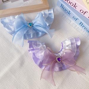 Vêtements et accessoires pour animaux de compagnie chat <span class=keywords><strong>chien</strong></span> princesse style ruban nœud écharpe chaton chiot dentelle maille collier broche serviette - Product Image 2