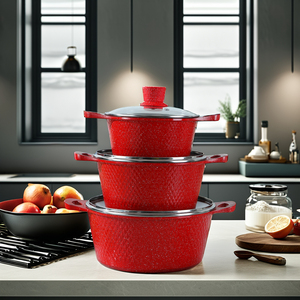 Ensemble de 10 pièces en céramique et verre, batterie de cuisine en alliage d'aluminium, spécial cuisinière à flamme nue, comprenant une marmite à fond plat, une poêle à frire et une casserole à lait, pour la cuisson quotidienne - Product Image 1