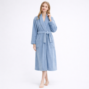 <span class=keywords><strong>Accappatoio</strong></span> di Lusso BODHANA in Cotone 100% <span class=keywords><strong>Verde</strong></span> a Righe e Quadretti, Altamente Assorbente e di Alta Qualità - Product Image 4