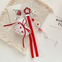 En gros, Porte-clés cœur en tissu rembourré, Breloque de sac avec ruban, dentelle et pompon, Pendentif cœur nœud papillon, Esthétique Coquette