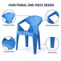 Fauteuil empilable en plastique moderne avec accoudoirs en PP pour restaurant, café, école et événements