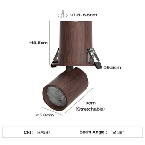 Foco empotrable LED COB de <span class=keywords><strong>12W</strong></span> y ángulo ajustable de 75mm, focos modernos de aluminio de nogal para hoteles, oficinas residenciales cálidas 4000K - Product Image 2