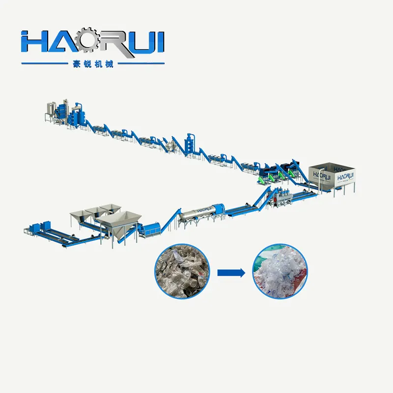Haorui Full Automatic Plastic Recycling Machine Usado pet bottle Recycling Plant