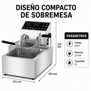 Friteuse électrique 6 L avec double panier, levage automatique et contrôle numérique pour cuisine professionnelle commerciale - Product Image 2