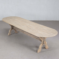 Table à manger ovale longue à tréteaux, vintage, en bois massif récupéré, style Wabi-Sabi, écologique, faite à la main, luxe champêtre