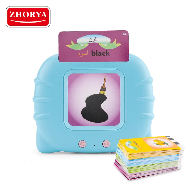 Zhorya personalizado cartões árabe inglês brinquedos pré-escolar aprendizagem educacional dispositivo cartão leitura máquina para crianças