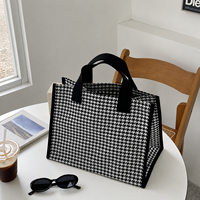 Tas Tote Kanvas Bergaris Vertikal Vintage dengan Pegangan Kontras Warna, Kapasitas Besar, Tas Belanja Reusable untuk Wanita, Cocok untuk Perjalanan Sehari-hari