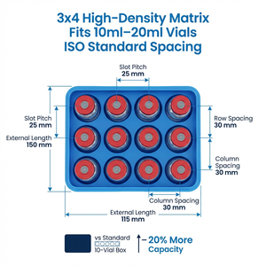 Organizador de Espacio para Banco de Biobancos de 12 Unidades - Caja de Almacenamiento Segura de Alta Densidad en Azul Clínico y PP Transparente de Alta Claridad - Product Image 3