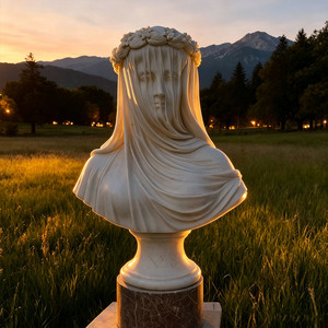<span class=keywords><strong>Statue</strong></span> personnalisable de <span class=keywords><strong>femme</strong></span> <span class=keywords><strong>voilée</strong></span> en <span class=keywords><strong>marbre</strong></span> blanc, style artistique romantique, pour hall de villa - Product Image 5