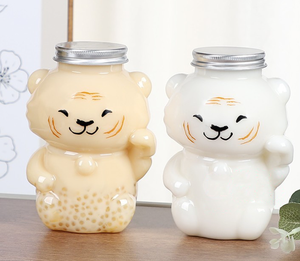 ขวดน้ำผลไม้พลาสติกทรงแบนสำหรับสัตว์เลี้ยงขนาด350มล. 500มล. ทรงเสือน่ารักสำหรับเครื่องดื่มโซดาน้ำผลไม้สกัดเย็นคอ38มม. - Product Image 2