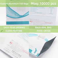 Sacs d'emballage imprimés sur mesure, pochettes à scellage arrière, sacs à scellage central pour aliments, sacs d'emballage en aluminium pour capsules