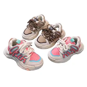 Детские модные толстые кроссовки для мальчиков весна-осень новые детские кроссовки на шнуровке для девочек Нескользящие кроссовки для бега