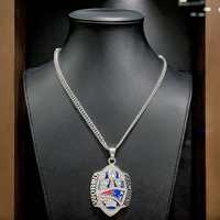 Collier pendentif en cristal plaqué or style hip-hop des Patriots de la Nouvelle-Angleterre, 6 ensembles d'accessoires de mode unisexes