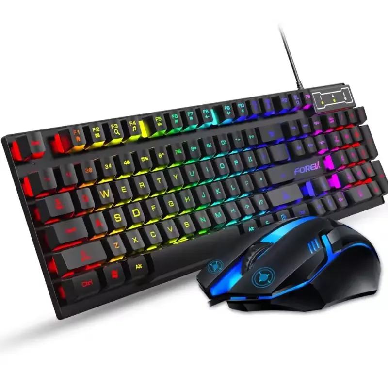 FV-Q305S offre spéciale filaire mécanique rvb rétro-éclairé 104 touches clavier de jeu souris Combo