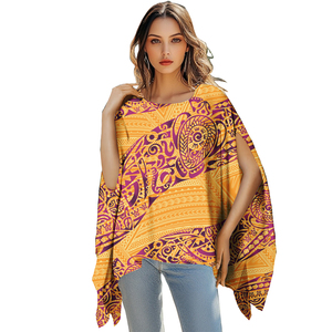 <span class=keywords><strong>Fleurs</strong></span> tropicales Style hawaïen chemisier décontracté et chemises dames chemisier de luxe conception tribale polynésienne taille unique couverture de plage - Product Image 5