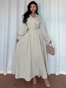 Kaftano Tradizionale Musulmano EID Dubai <span class=keywords><strong>Turchia</strong></span>, Tinta Unita, Semplice, Modesto, Tessuto Traspirante Ricamato, Taglia Unica - Product Image 2