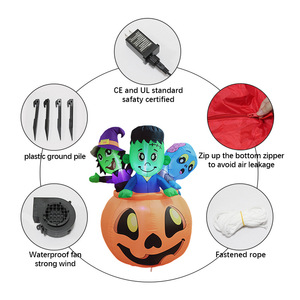 Décorations d'Halloween gonflables lumineuses à LED pour l'extérieur : Citrouille, Sorcière Verte et Monstre – Idéales pour les fêtes transfrontalières - Product Image 4