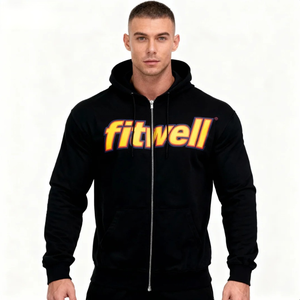 Tùy chỉnh thực hiện in Hoodie in bông zipup hoodie dây kéo Heavyweight Zip Up Hoodie - Product Image 4