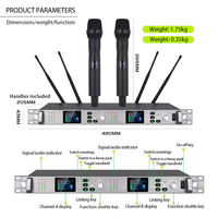 Système de sonorisation professionnel à 2 canaux True Diversity UHF pour karaoké, avec microphones dynamiques sans fil portatifs en plastique